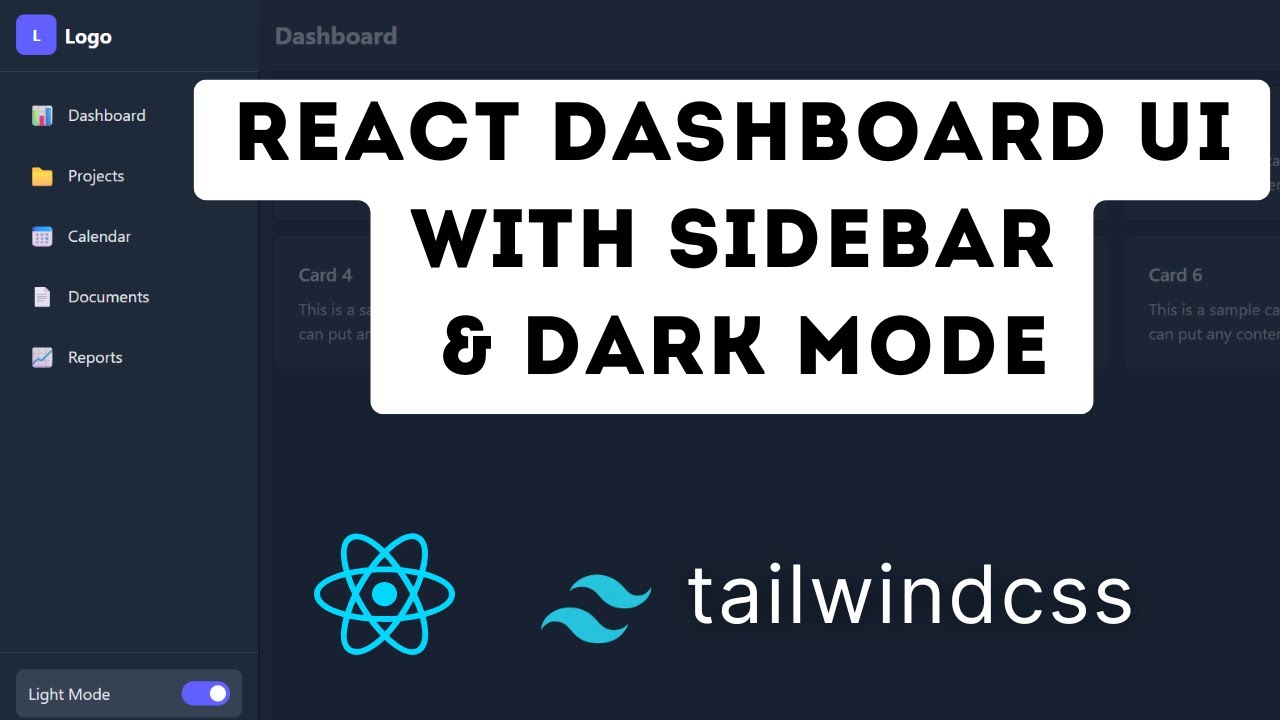 Responsive Dashboard with Sidebar & Dark Mode in React & Tailwind CSS