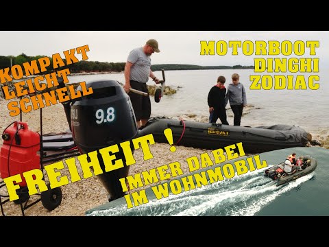 Motorboot/Zodiac/Dinghi mit 10 PS Aussenborder - Kompakt im Wohnmobil immer dabei (Kroatien, Norway)