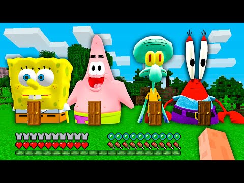 I found HOUSES OF SPONGEBOB PATRICK SQUIDWARD MR KRABS in Minecraft - Gameplay