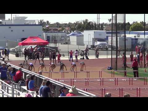 VarG 100m Hurdles vs HB 4-16-15 - Los Alamitos Girls