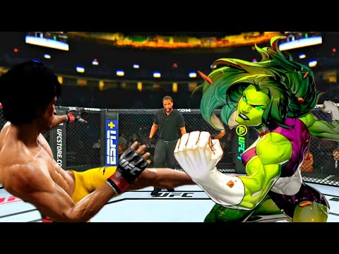 🔥Crazy Fight🐉Bruce Lee vs. She Hulk - EA Sports UFC 4 Rematch