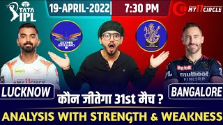 IPL 2022-LSG vs RCB 31st Match Prediction,Analysis,Playing 11,Fantasy Team and Much More