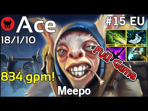 834 gpm! Ace [NiP] plays Meepo!!! Dota 2 Full Game 7.20