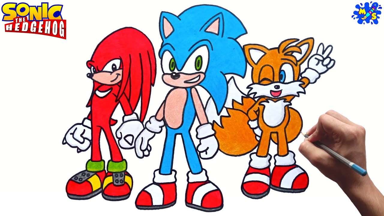 How to draw Sonic, Tails and Knuckles from Sonic 2