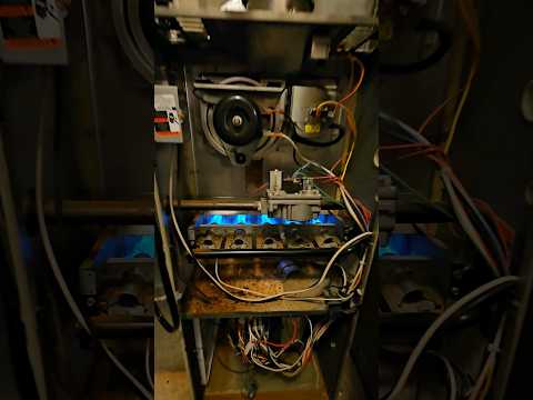 Checking a 20 year old furnace for a cracked heat exchanger. #hvac #hvactechnician #hvacrepair