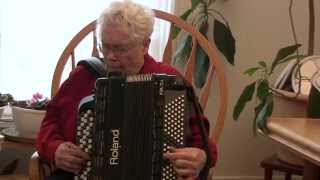 Pauline Oliveros with her Roland V Accordion