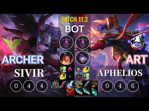 V3 Archer Sivir vs RJ Art Aphelios Bot - KR Patch 11.3