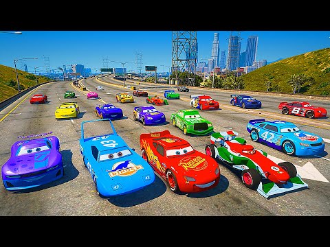 Street Race Disney Cars   McQueen VS Friends The King Chick Hicks Francesco Bernoulli Cal Weathers