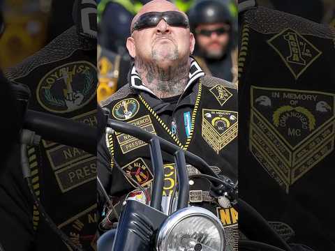 Motorcycle Club Prospect watching people coming in Fully Patched