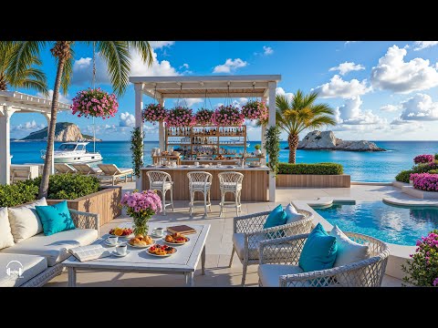 Sweet Bossa Nova Jazz & Calming Ocean Waves at Seaside Coffee Shop Ambience for Uplifting the day