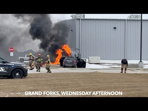 BREAKING NEWS: Fire After Vehicle Crashes Into Dumpster