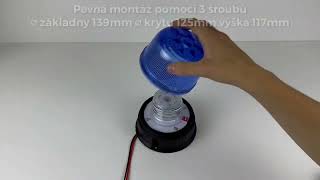 LED maják, 12-24V, 24xLED modrý, pevná montáž, ECE R65