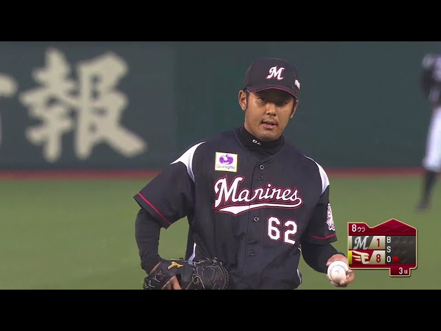 【8回裏】自慢の直球で奪った!! マリーンズ・永野がプロ初奪三振!! 2018/10/6 E-M