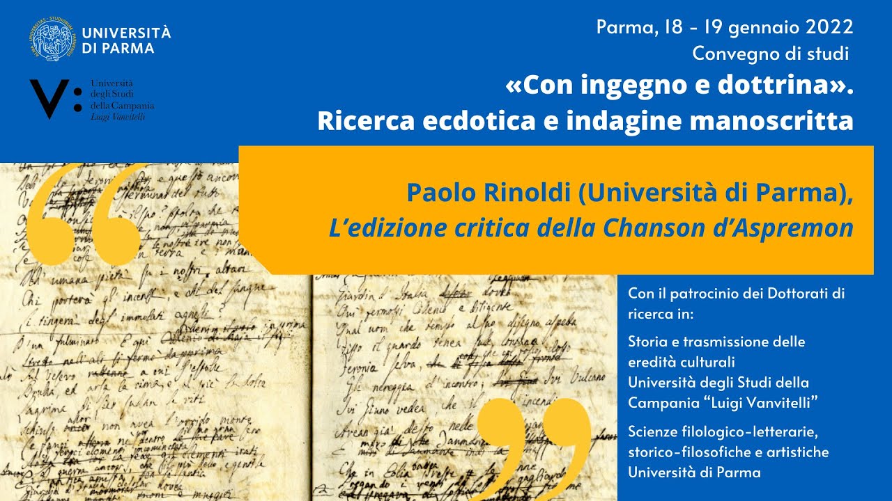 L’edizione critica della Chanson d’Aspremont