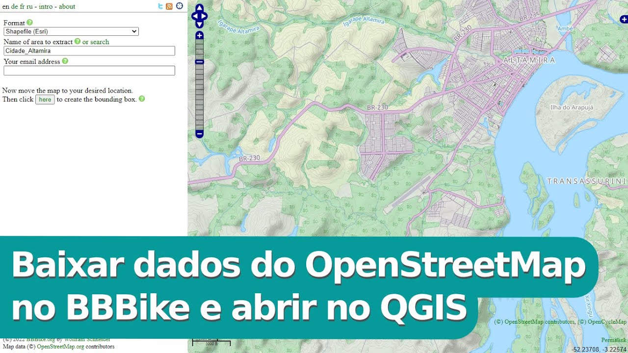 Baixar dados do OpenStreetMap no Extract BBBike e abrir no QGIS