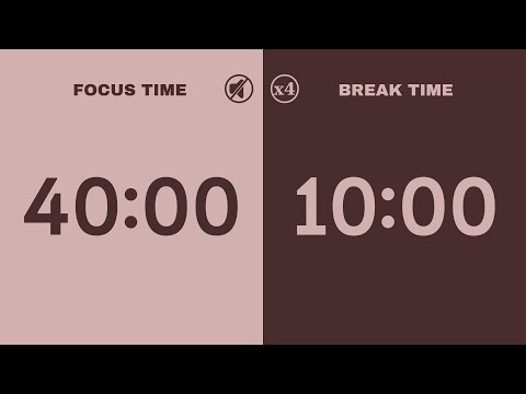 40/10 Pomodoro Timer – 3 Hours of Deep Focus | 4 x 40 Min Study Sessions | No Music | ADHD