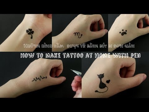 Những hình xăm  được vẽ bằng bút bi đơn giản - How to make tattoo at home with pen