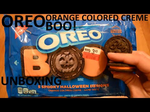 Unboxing Oreo Boo! Orange Colored Creme Limited Edition Chocolate Sandwich Cookies