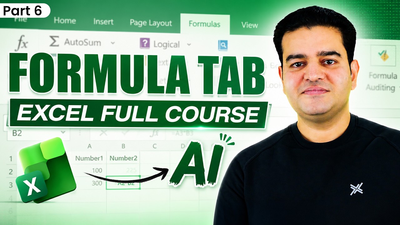 How To Use MS Excel Formula Tab full Tutorial in Hindi | Microsoft Excel Full Course with AI 2026