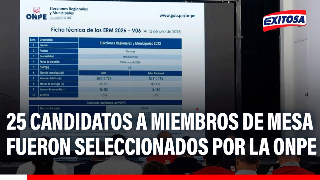 🔴🔵 ONPE selección a 25 candidatos a miembros de mesa para Elecciones Regionales y Municipales