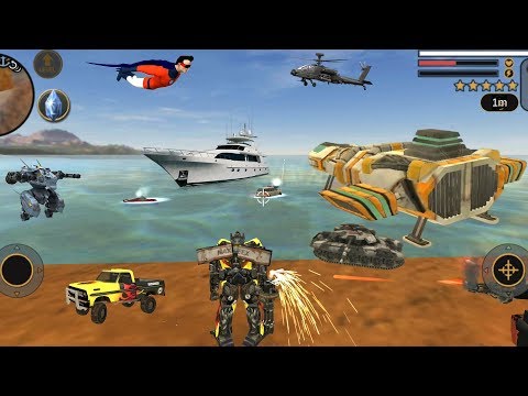 Vegas Crime Simulator (Transformer Fight Robot Car on Water)🚗 Robot Car Battle over the sea - HD