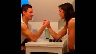 Download lagu Female's defeating Male's mixed arm wrestling mp3
