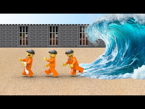 MAXIMUM Security PRISON Hit by Tsunami || Wave VORTEX Machine VS Jail || LEGO Dam Breach Experiment