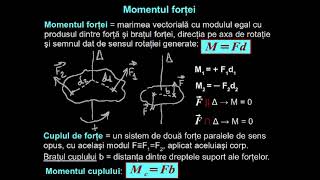Rotaţia solidului rigid. Momentul forţei. Cuplul de forţe. 