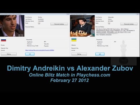 Dmitry Andreikin vs Alexander Zubov Chess Blitz On Playchess.com Part 1