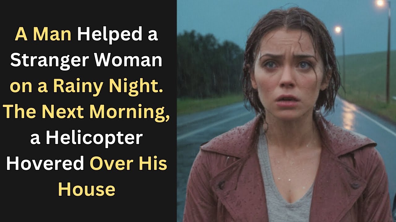 A Man Helped a Stranger Woman on a Rainy Night—The Next Morning, a Helicopter Hovered Over His House