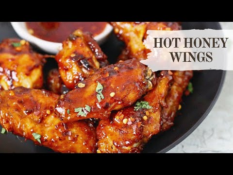 Crispy Hot Honey Chicken Wings with Homemade Hot Honey | Oven Baked Crispy Chicken Wings Recipe