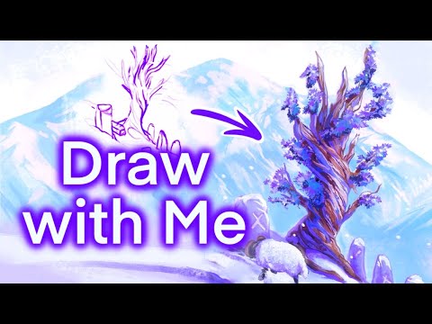 Draw With Me ☆ A Mountain Tree in Procreate