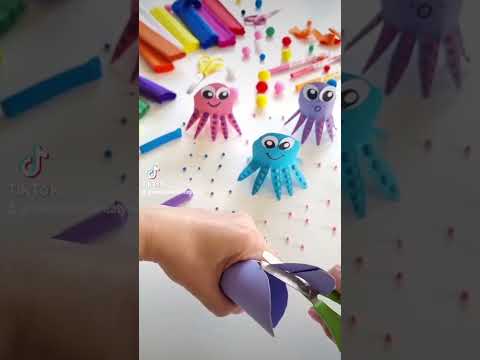 Wesołe ośmiorniczki z papierowych rolek 🥰 prace plastyczne z rolek po papierze
