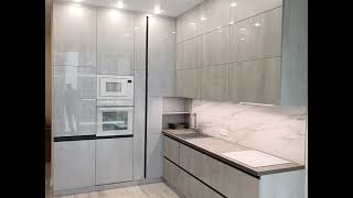 Современная угловая серая кухня с подсветкой Проект 95 фото 7