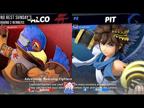 No Rest Sunday's #1 - Anderoo (Falco, King Dedede) vs Crisis Winner's (Pit, Wolf) Round 2 Winners