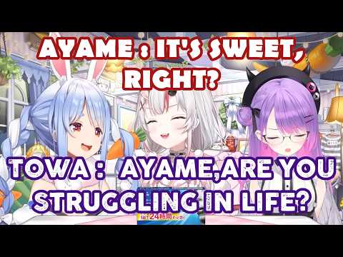 [hololive] Ayame's Comment Makes Towa Worried [ Usada Pekora / Tokoyami Towa / Nakiri Ayame ]