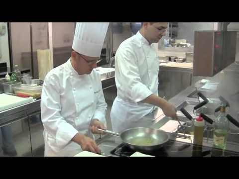 Chef Heinz Beck cooks a pasta dish at 3 Michelin La Pergola, Rome