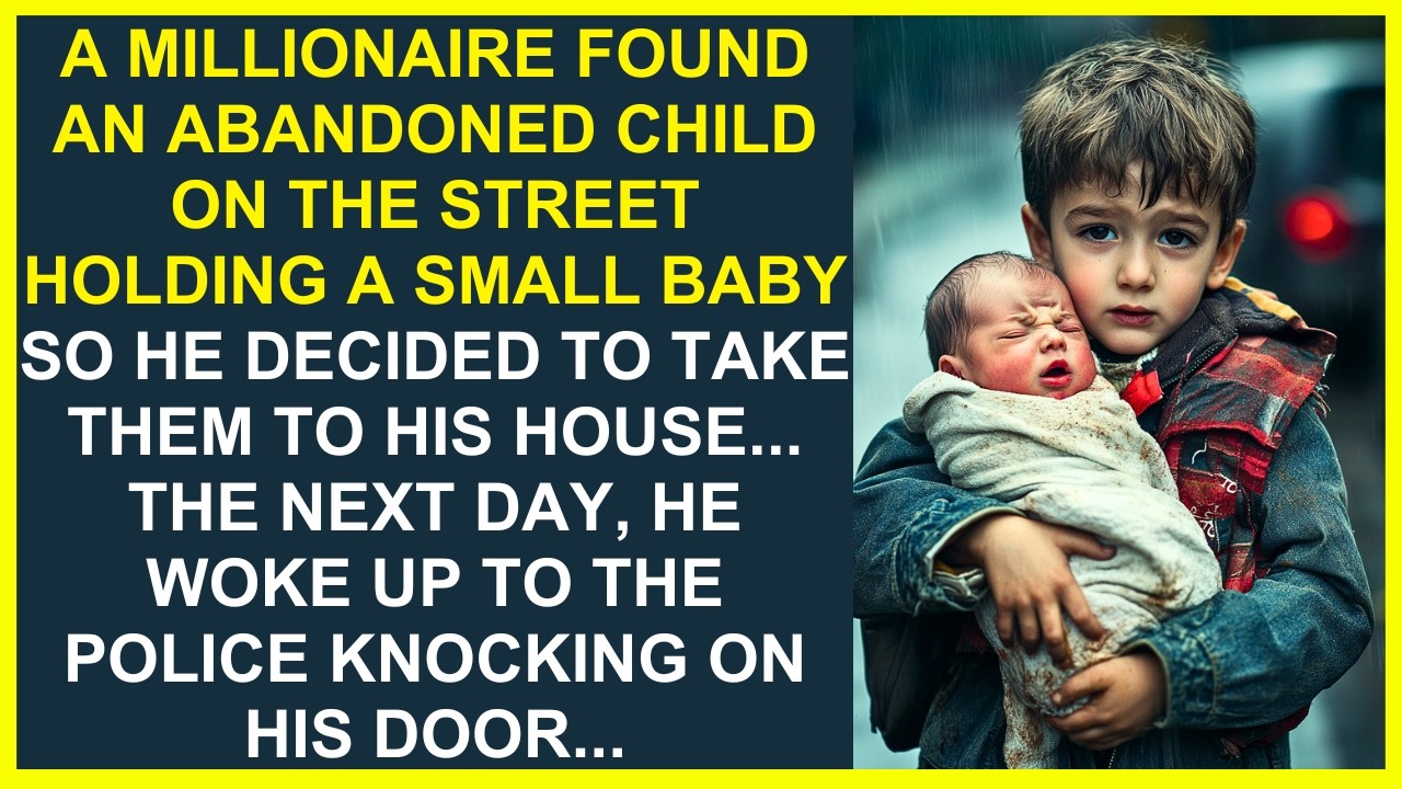 MILLIONAIRE FOUND AN ABANDONED CHILD WITH A BABY, HE TOOK THEM TO HIS HOUSE, THE NEXT DAY THE POLICE
