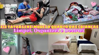 VLOG:FIZ TATUAGENS||FAXINA E DECORAÇÃO NO QUARTO DAS CRIANÇAS||SURPRESA:ELA AMOU e COMPRINHAS FOFAS💕
