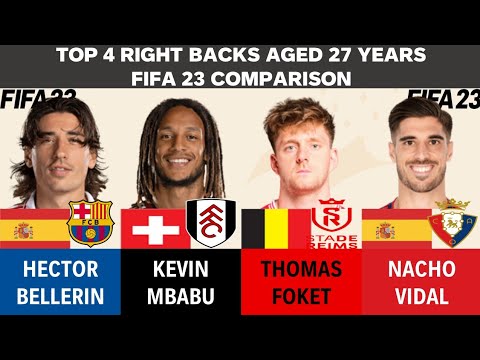 Top 4 Right Backs aged 27 - Bellerin vs Mbabu vs Thomas Foket vs Nacho Vidal (FIFA23 Comparison)