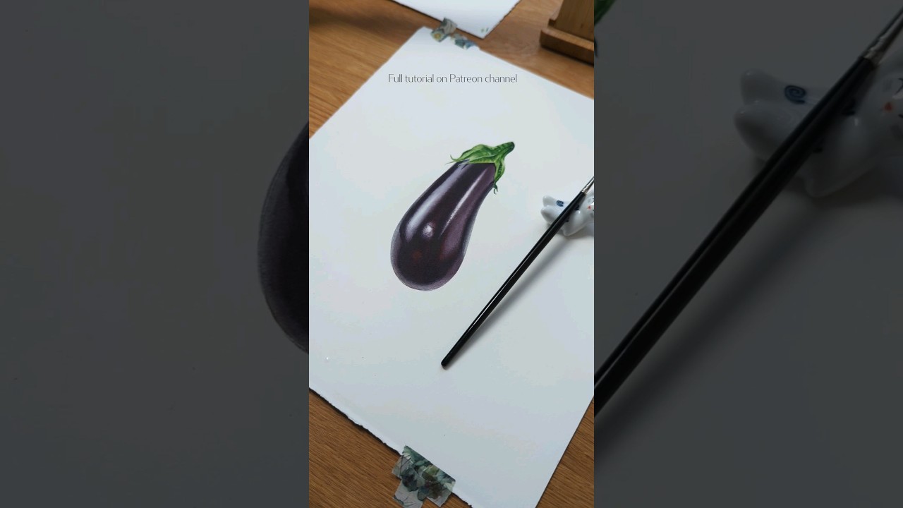 how to #paint a #watercolor #eggplant #aubergine
