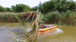 Conver C485 mowing boat in action in Romania