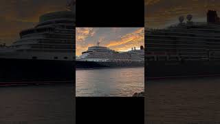 Queen Elizabeth Sailing into the Sunset    #Shorts #QueenElizabeth #Cunard #CruiseLife #Miami