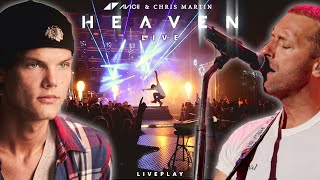 Avicii &amp; Chris Martin - Heaven (live) with LASER SHOW - Lyrics video | Liveplay cover