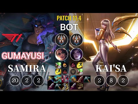 T1 Gumayusi Samira vs Kai'Sa Bot - KR Patch 11.4