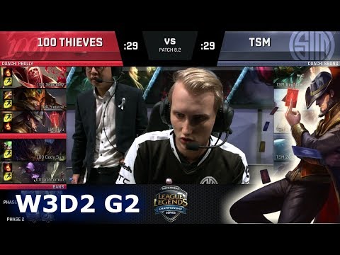 100 Thieves vs TSM | Week 3 Day 2 of S8 NA LCS Spring 2018 | 100 vs TSM W3D2 G2