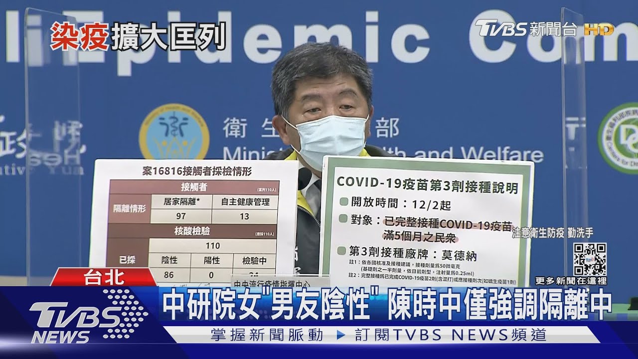 還不能安心!中研院女「男友陰性」惹議 陳時中:目前隔離中