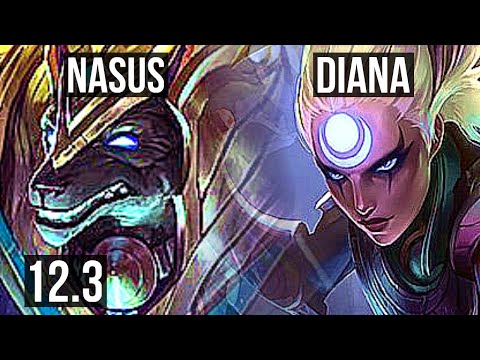 NASUS vs DIANA (TOP) | Rank 2 Nasus, 1.7M mastery, 500+ games, Dominating | NA Grandmaster | 12.3