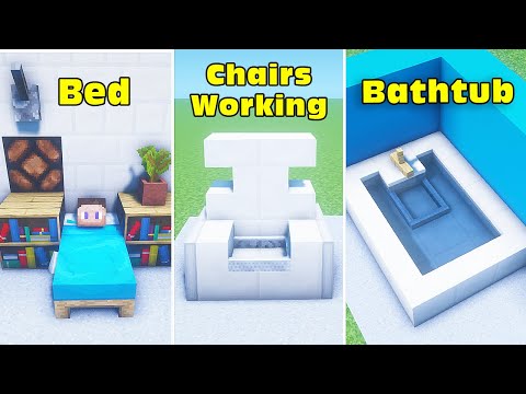 Insane Redstone Hacks! Build a Working Bed, Bathtub, and Chairs in Minecraft