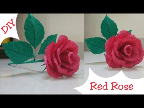 DIY Red Rose|Making Rose Crepe Paper Flowers|Rome Decor Ideas|Rose- Valentine's  day gift idea Video